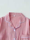 Pijama Feminino Rosa com Bordado Coração