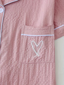 Pijama Feminino Rosa com Bordado Coração