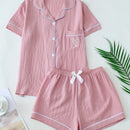 Pijama Feminino Rosa com Bordado Coração