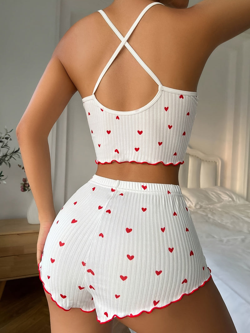 Pijama Feminino com Estampa de Coração