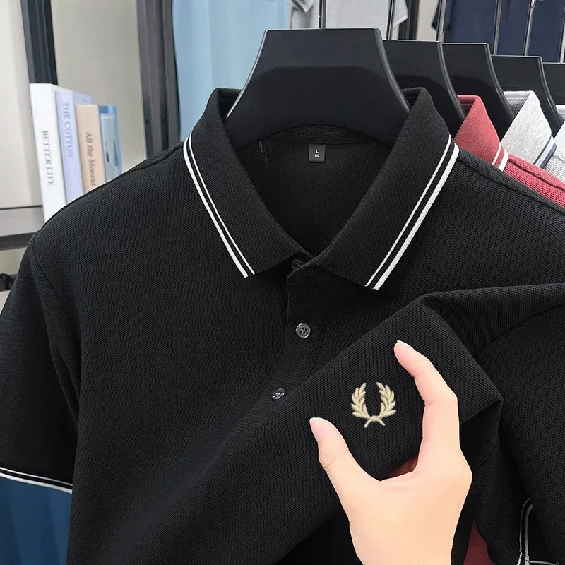 Luxury brand polo shirt short sleeved men's fashionable embroidered top summer 100% cotton comfortable breathable casual T-shirt