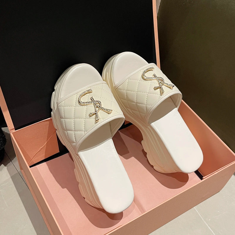 Women Sandals Summer Platform Letters Fashion Sandals Casual Comfortable Slipper Women Lightweight Non-slip Outside Slides Women