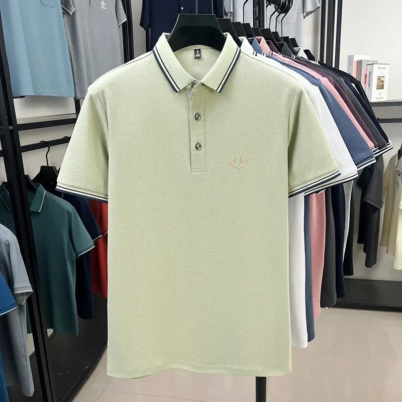 Luxury brand polo shirt short sleeved men's fashionable embroidered top summer 100% cotton comfortable breathable casual T-shirt