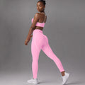 Seamless Beautiful Back Yoga Bra Peach Hip High Elasticity Fast Drying Hip Lifting Tight Running Fitness Yoga Pants Womens Set