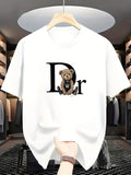 Sleeve Round Neck Casual Attire Playful Teddy Print Summer Casual Graphic T-Shirt Geometric Print  Aesthetic Clothes