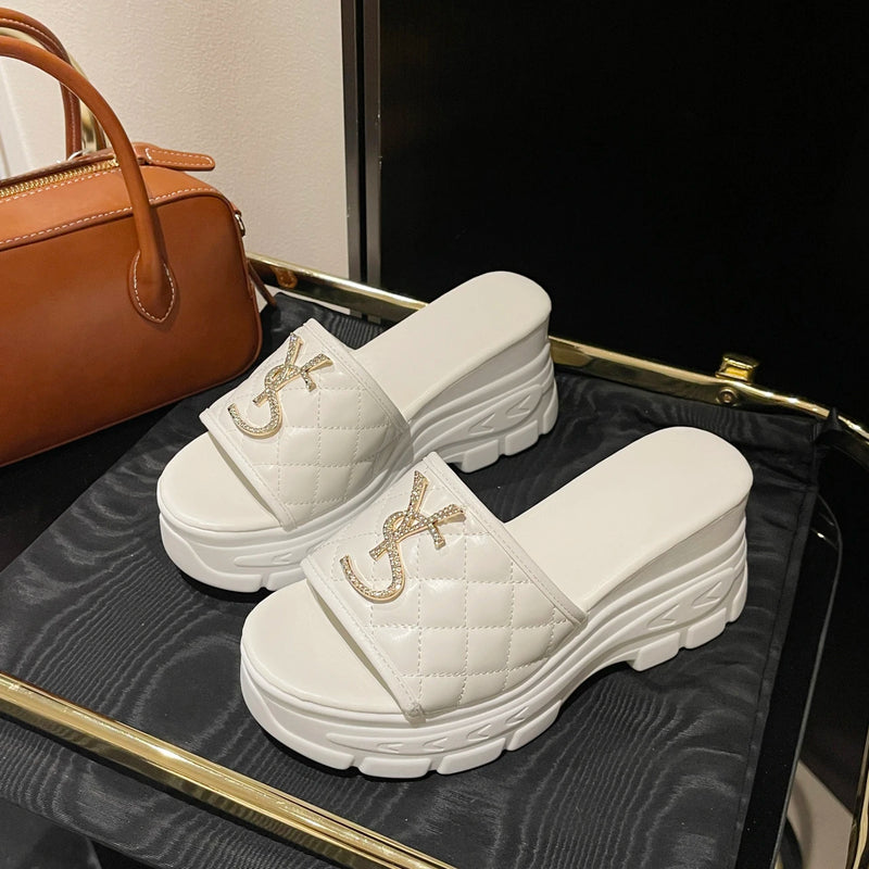 Women Sandals Summer Platform Letters Fashion Sandals Casual Comfortable Slipper Women Lightweight Non-slip Outside Slides Women
