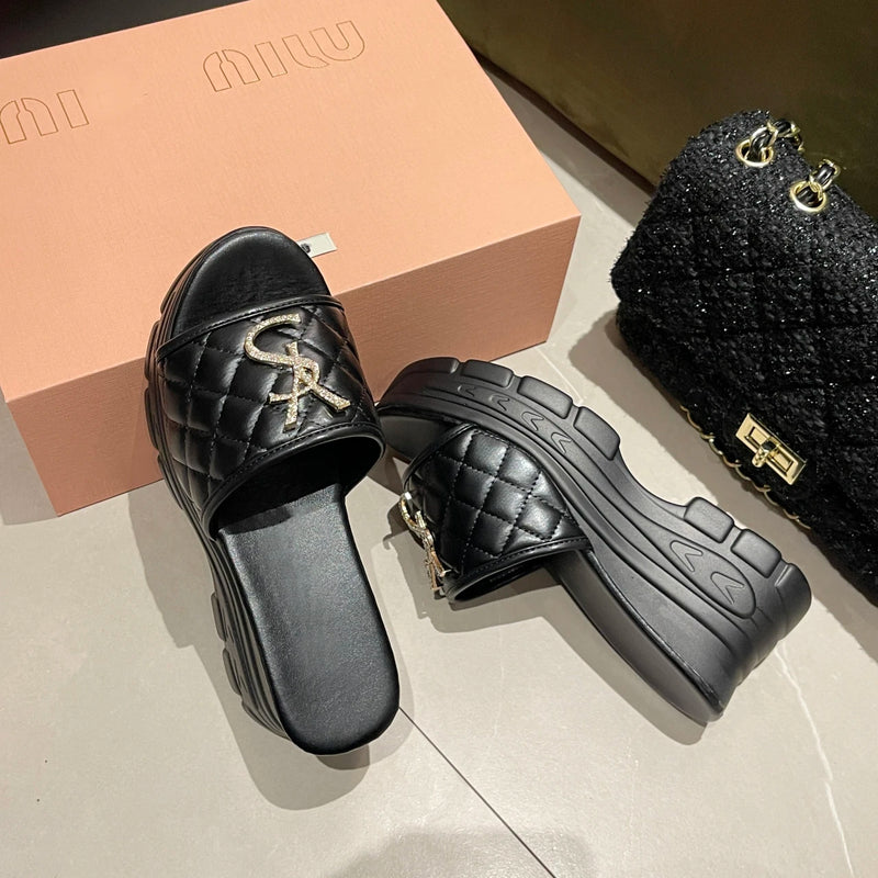 Women Sandals Summer Platform Letters Fashion Sandals Casual Comfortable Slipper Women Lightweight Non-slip Outside Slides Women