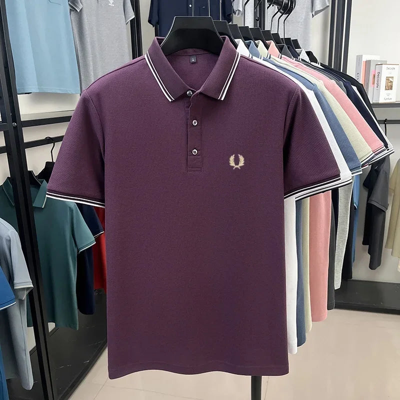 Luxury brand polo shirt short sleeved men's fashionable embroidered top summer 100% cotton comfortable breathable casual T-shirt