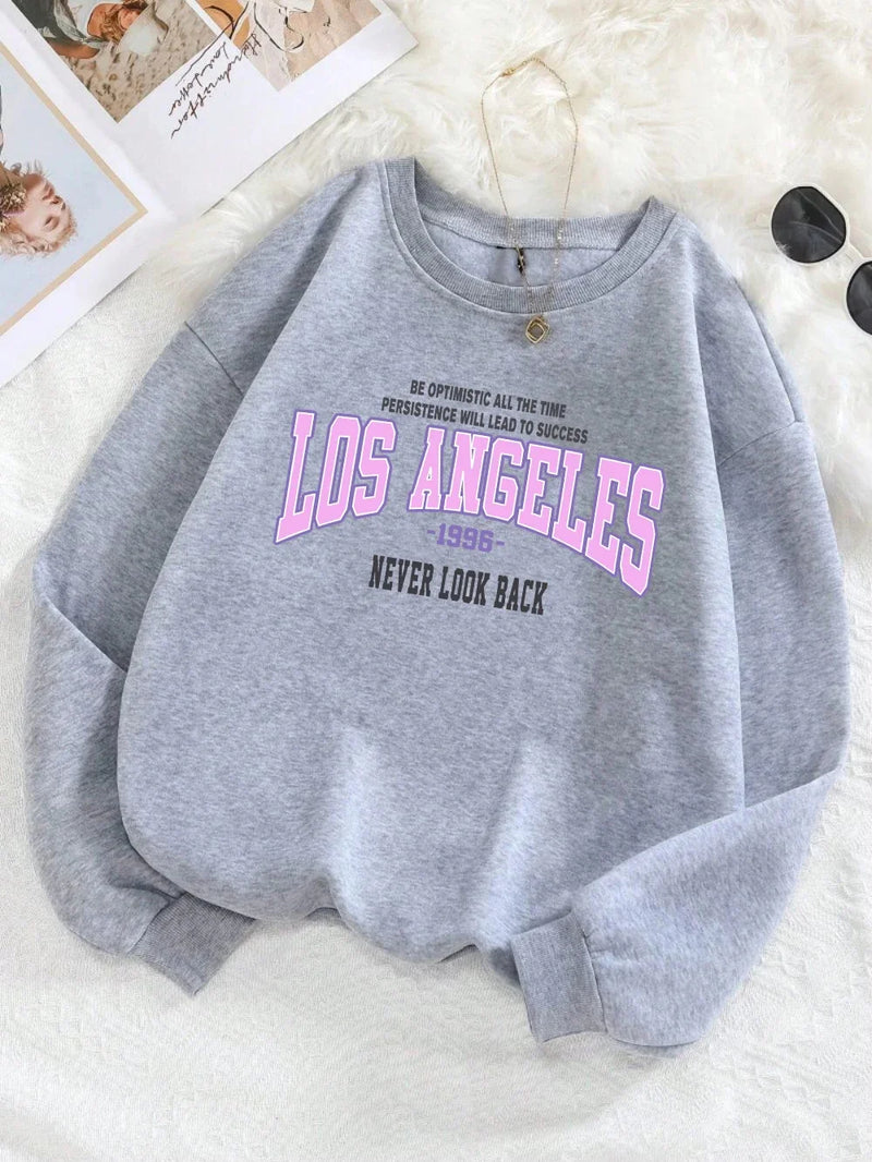 Street Woman Hoodie Los Angeles Never Look Back Printing Sweatshirt Fleece Comfortable Crewneck Pullover Autumn Female Clothes