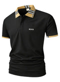 European men's summer polo, men's embroidered lapel button short sleeved T-shirt, street casual T-shirt