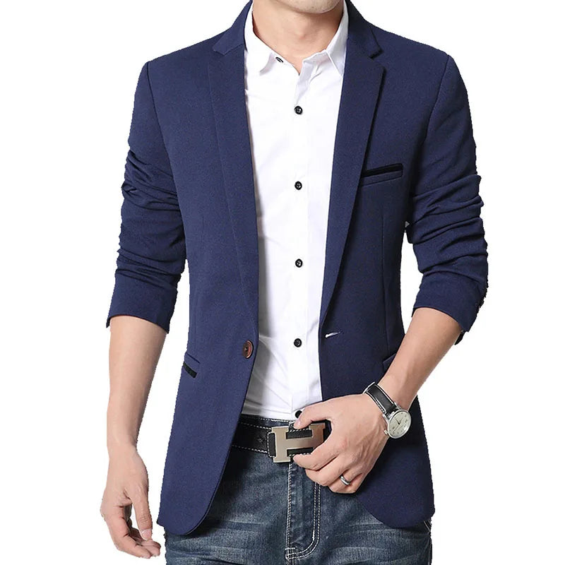 Classic Men Autumn Spring Korean Style Slim Suit Jacket