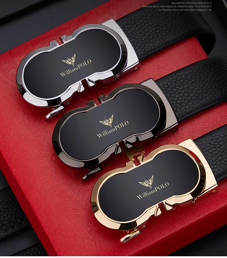 Genuine leather automatic buckle belt, personalized men's fashion belt, high-end pants belt for formal wear