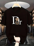Sleeve Round Neck Casual Attire Playful Teddy Print Summer Casual Graphic T-Shirt Geometric Print  Aesthetic Clothes