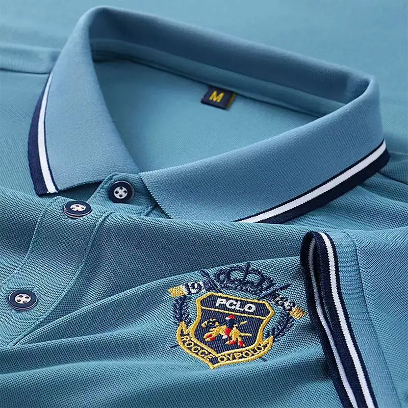 Men's Summer Embroidered Polo T-Shirt Short Sleeve Lapel Design Breathable Lightweight Streetwear Outdoor Oversized Fit