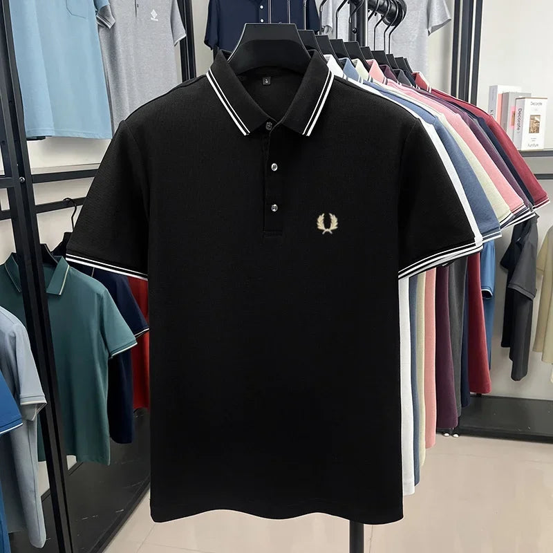Luxury brand polo shirt short sleeved men's fashionable embroidered top summer 100% cotton comfortable breathable casual T-shirt