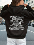 I'm So Crazy I Can't Explain The Printed Hoodie Women's Street Round Neck Clothes Fashionable Versatile Hooded Autumn Warm Y2K