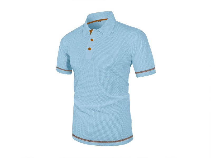 Summer ice silk lapel men's short-sleeved T-shirt men's clothing top