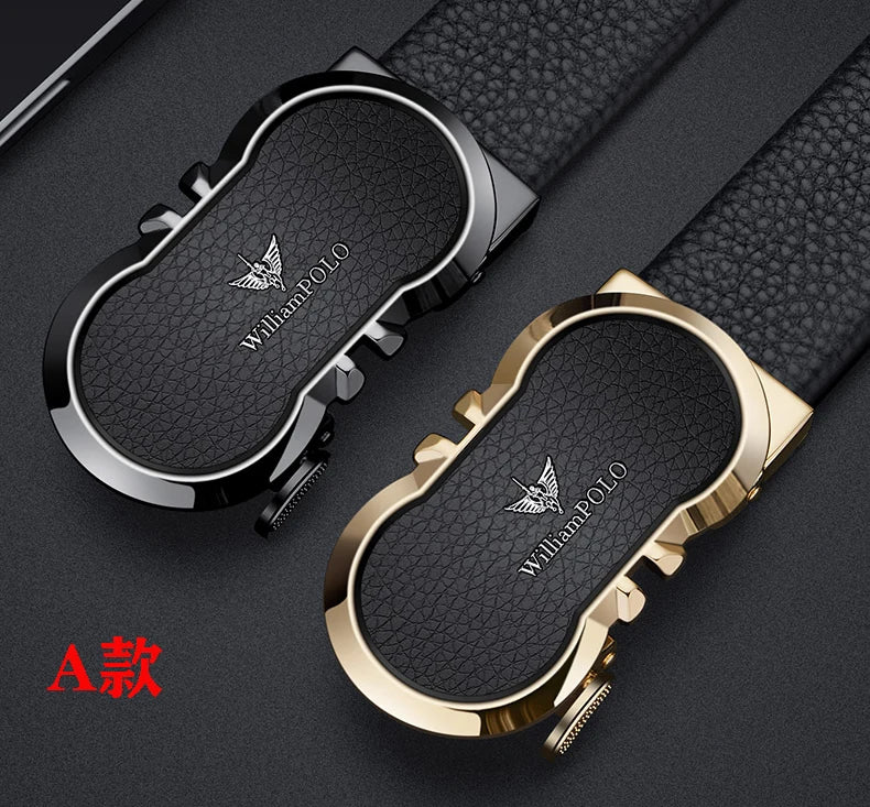 Genuine leather automatic buckle belt, personalized men's fashion belt, high-end pants belt for formal wear