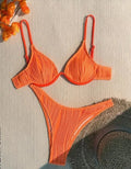 High Waist Deep V Bikini Women's Swimsuit Sexy Gathered Cross-Border Pure Color Hot Sale Spicy Girl Swimwear from Mainland China