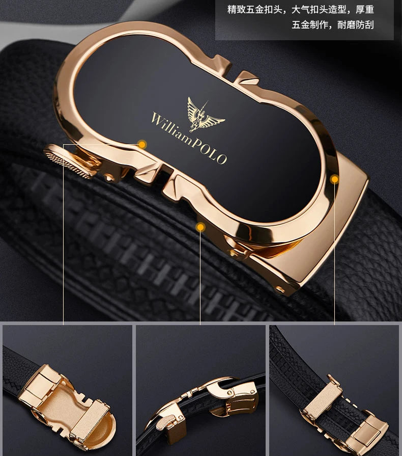 Genuine leather automatic buckle belt, personalized men's fashion belt, high-end pants belt for formal wear