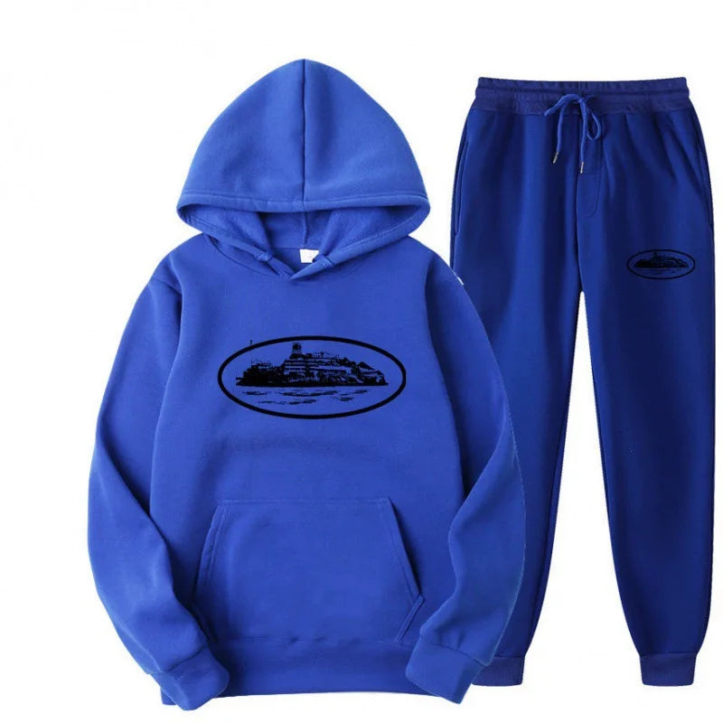 NICE Loose Unisex Fleece-lined Printed Sweatshirt Hoodie Set Devil Prisoner Pattern New Style Female Male Casual Comfortable Tra