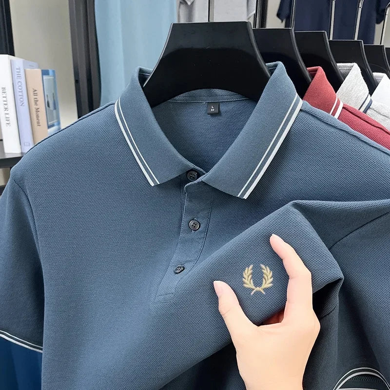 Luxury brand polo shirt short sleeved men's fashionable embroidered top summer 100% cotton comfortable breathable casual T-shirt