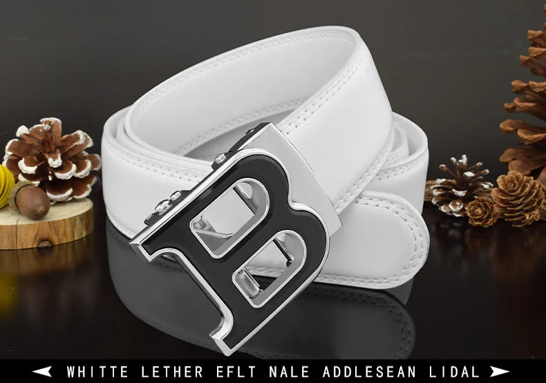 High Quality B Letter White Belt Men Classic Exquisite Designer Belt Men Fashion Luxury Designer Leather Belt
