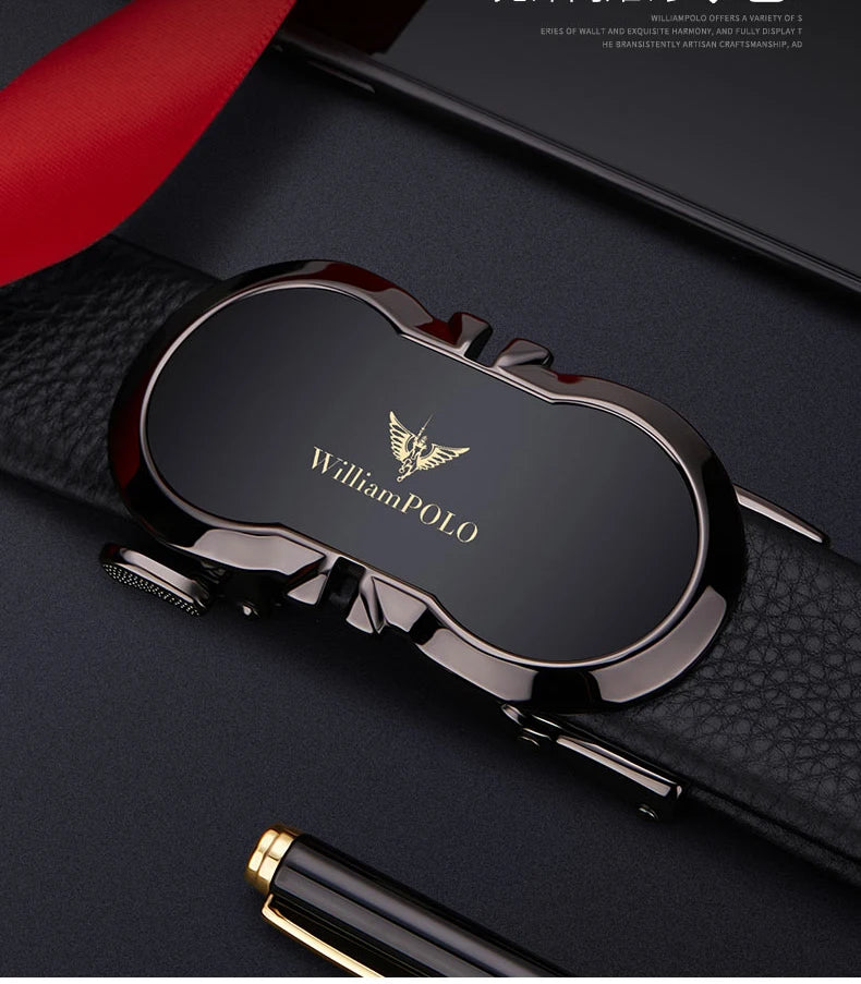 Genuine leather automatic buckle belt, personalized men's fashion belt, high-end pants belt for formal wear
