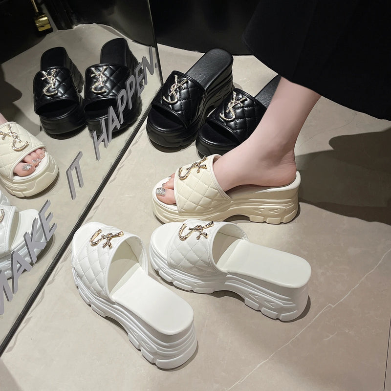 Women Sandals Summer Platform Letters Fashion Sandals Casual Comfortable Slipper Women Lightweight Non-slip Outside Slides Women