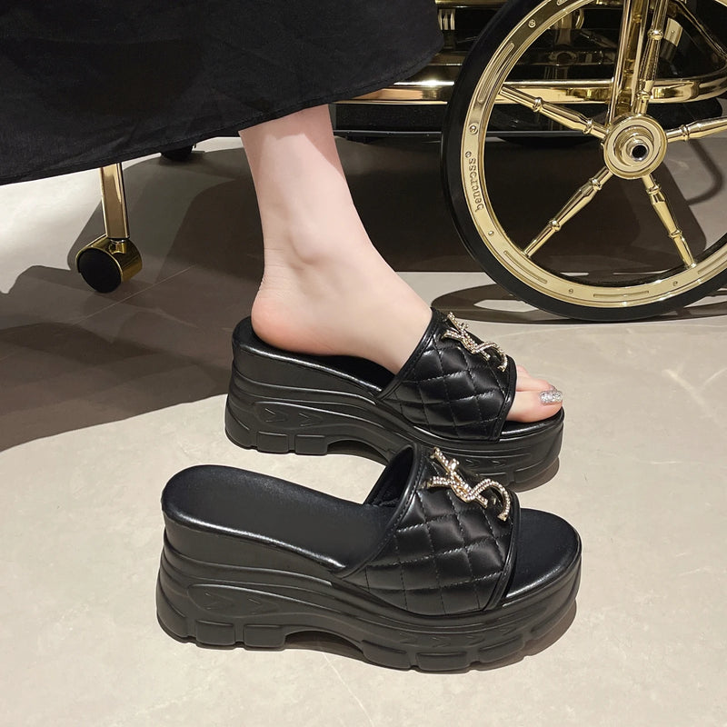 Women Sandals Summer Platform Letters Fashion Sandals Casual Comfortable Slipper Women Lightweight Non-slip Outside Slides Women