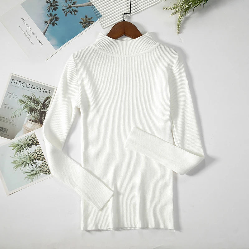 Women Turtleneck Sweater Knitted Soft Pullovers