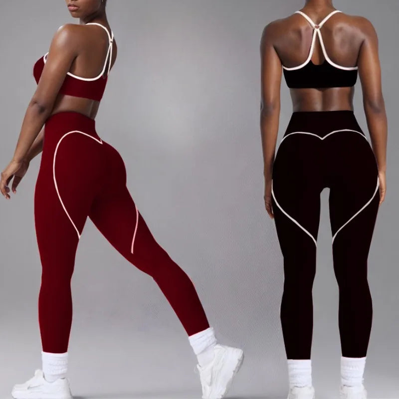 Seamless Beautiful Back Yoga Bra Peach Hip High Elasticity Fast Drying Hip Lifting Tight Running Fitness Yoga Pants Womens Set