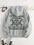 I'm So Crazy I Can't Explain The Printed Hoodie Women's Street Round Neck Clothes Fashionable Versatile Hooded Autumn Warm Y2K
