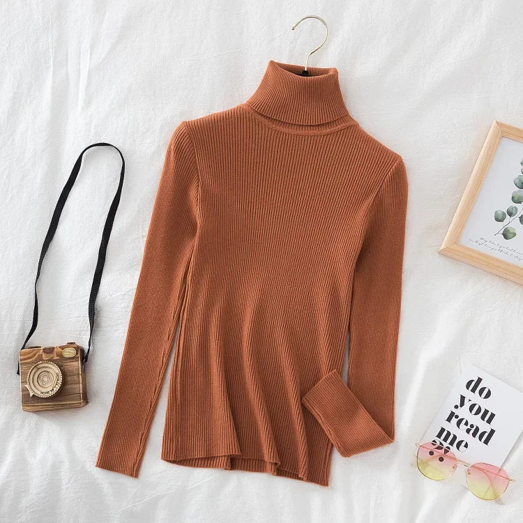 2025 Women Turtleneck Sweater Knitted Soft Pullovers