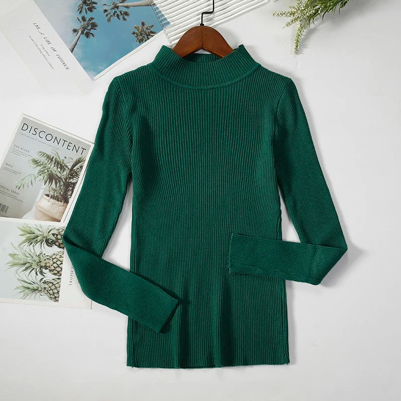 Women Turtleneck Sweater Knitted Soft Pullovers