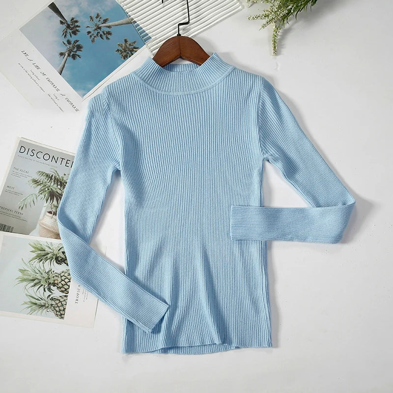 Women Turtleneck Sweater Knitted Soft Pullovers