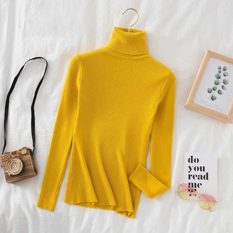 Women Turtleneck Sweater Knitted Soft Pullovers