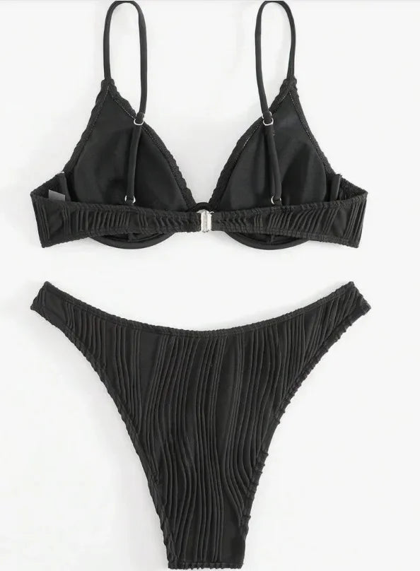 Fashion Sexy Solid Beach Bikini 2 Piece Set Women Split Swimsuit High Waist Backless Vacation Bikini 2024 New Summer Bikinis Set