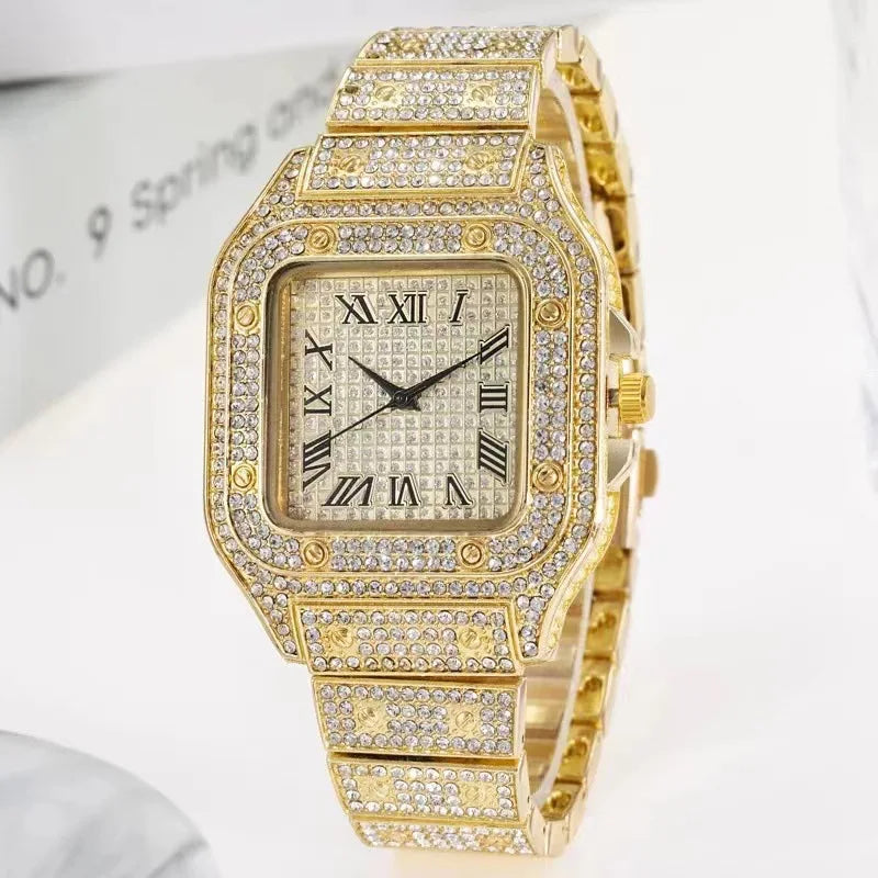 Luxury Casual Women Quartz Diamond Setting Wristwatch Waterproof Women Watch for Female Watches Alloy Wrist Bracelet Classic