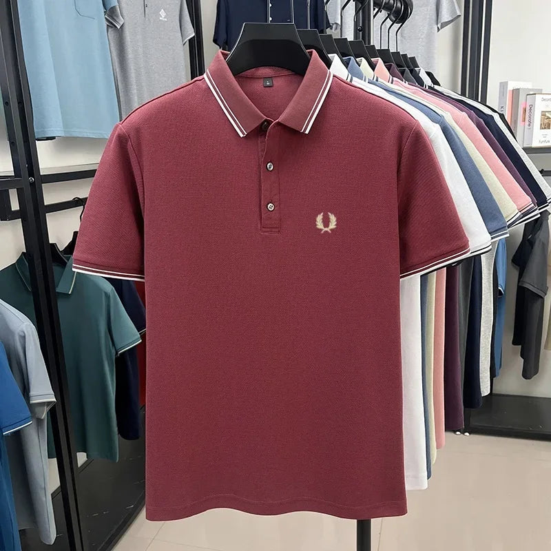 Luxury brand polo shirt short sleeved men's fashionable embroidered top summer 100% cotton comfortable breathable casual T-shirt