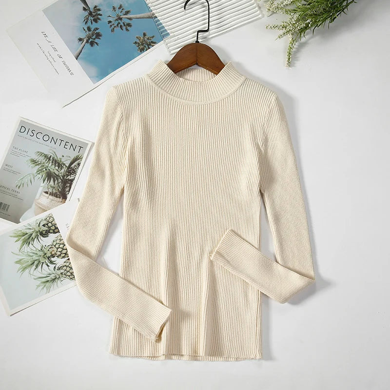 Women Turtleneck Sweater Knitted Soft Pullovers