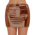 Sexy PU Leather Short Skirts for Women Club Prom Performance Solid High Waist Mini Skirt Gold Red Shine Bright Fladas Mujer