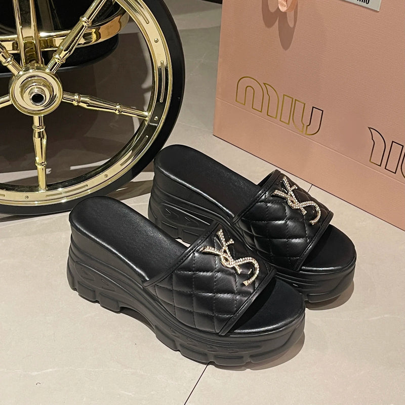 Women Sandals Summer Platform Letters Fashion Sandals Casual Comfortable Slipper Women Lightweight Non-slip Outside Slides Women