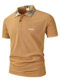 European men's summer polo, men's embroidered lapel button short sleeved T-shirt, street casual T-shirt