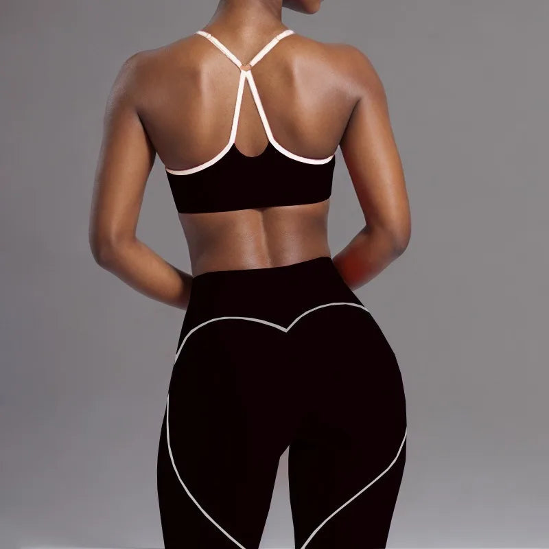 Seamless Beautiful Back Yoga Bra Peach Hip High Elasticity Fast Drying Hip Lifting Tight Running Fitness Yoga Pants Womens Set