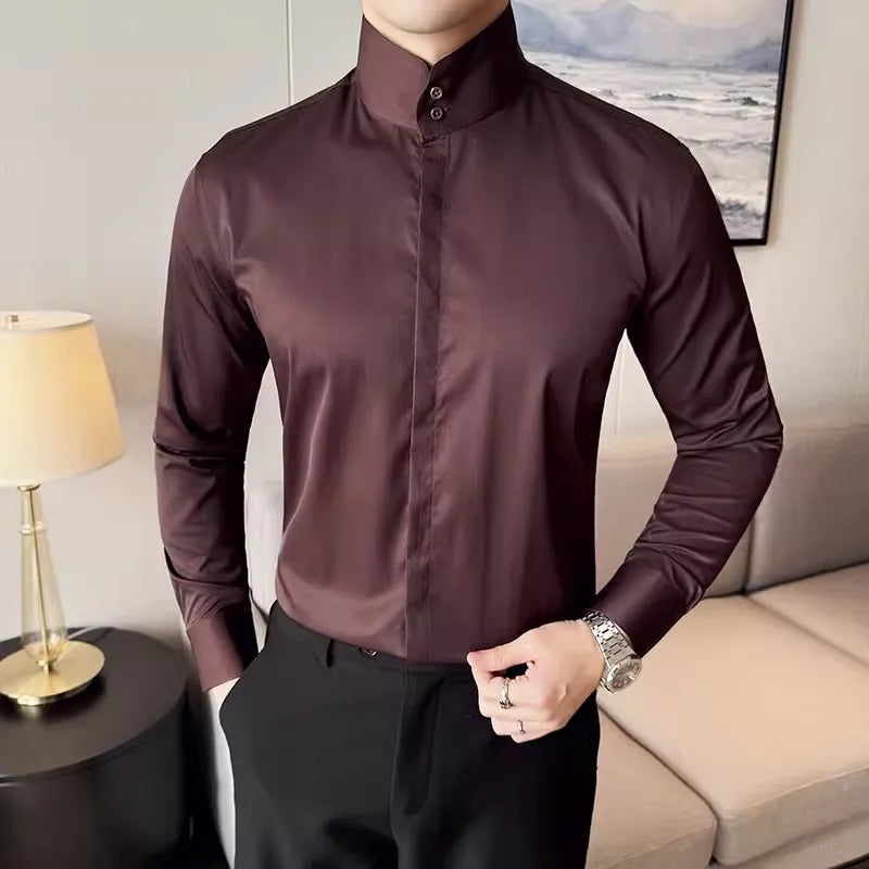Fashion High collar Shirts Men