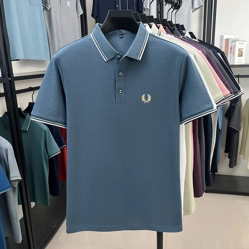 Luxury brand polo shirt short sleeved men's fashionable embroidered top summer 100% cotton comfortable breathable casual T-shirt