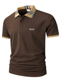 European men's summer polo, men's embroidered lapel button short sleeved T-shirt, street casual T-shirt