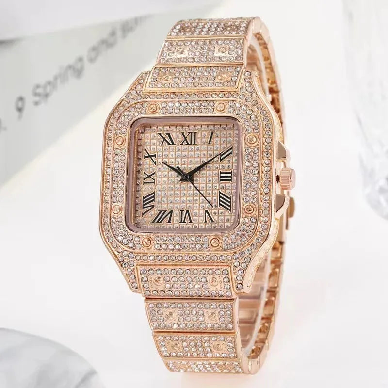 Luxury Casual Women Quartz Diamond Setting Wristwatch Waterproof Women Watch for Female Watches Alloy Wrist Bracelet Classic