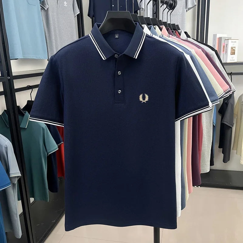 Luxury brand polo shirt short sleeved men's fashionable embroidered top summer 100% cotton comfortable breathable casual T-shirt